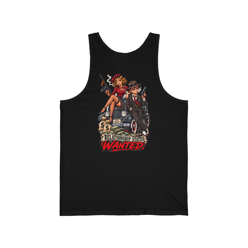 Wanted Tank Top — black, Killer Quotes design printed on the back, Alter House raven logo on the chest