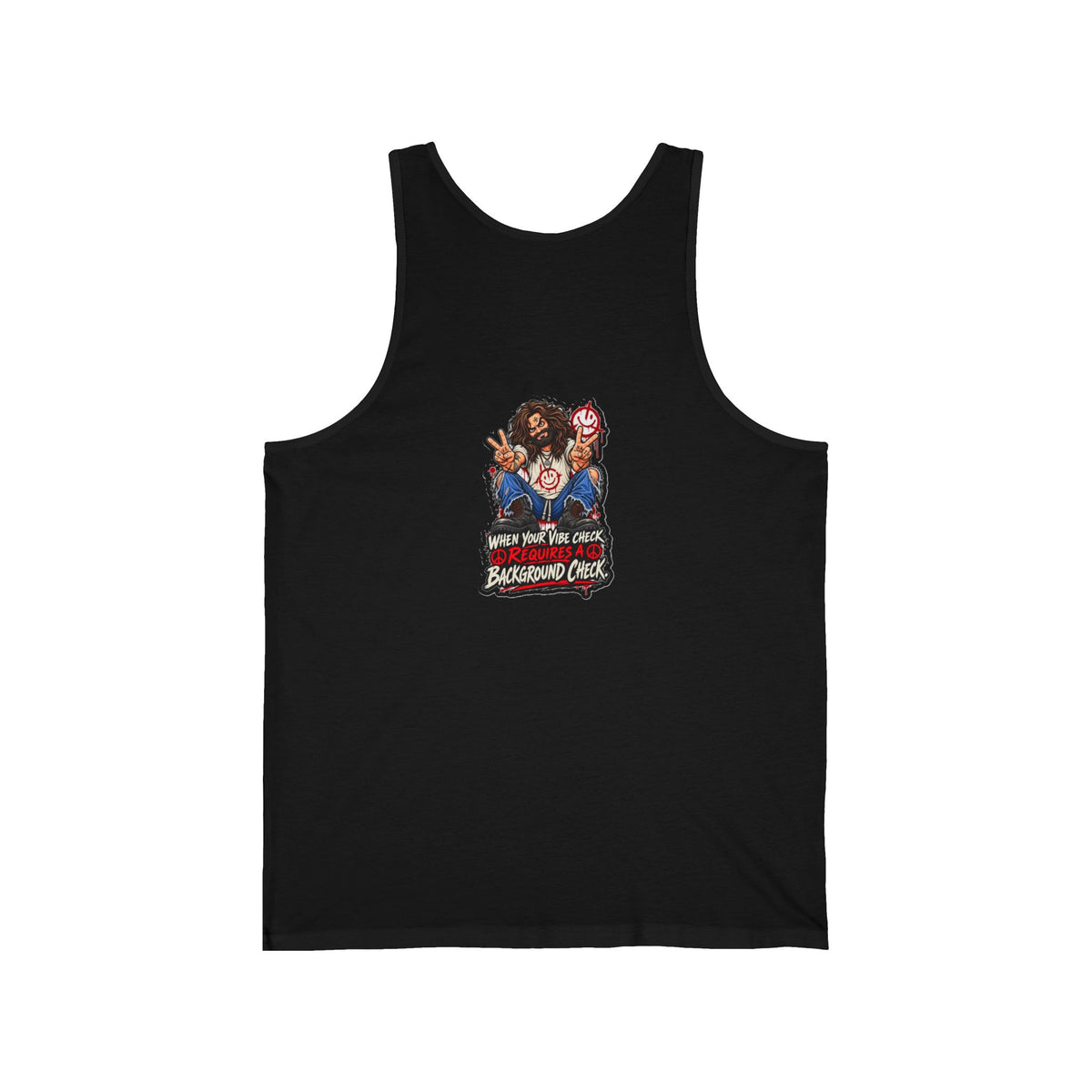 Let's Vibe Tank Top — black, Killer Quotes design printed on the back, Alter House raven logo on the chest