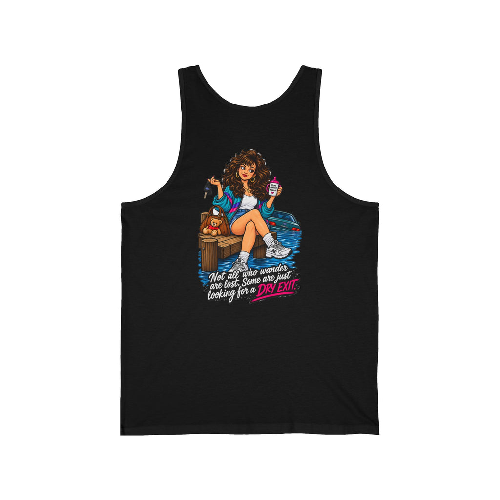 Wonder Tank Top — black, Killer Quotes design printed on the back, Alter House raven logo on the chest