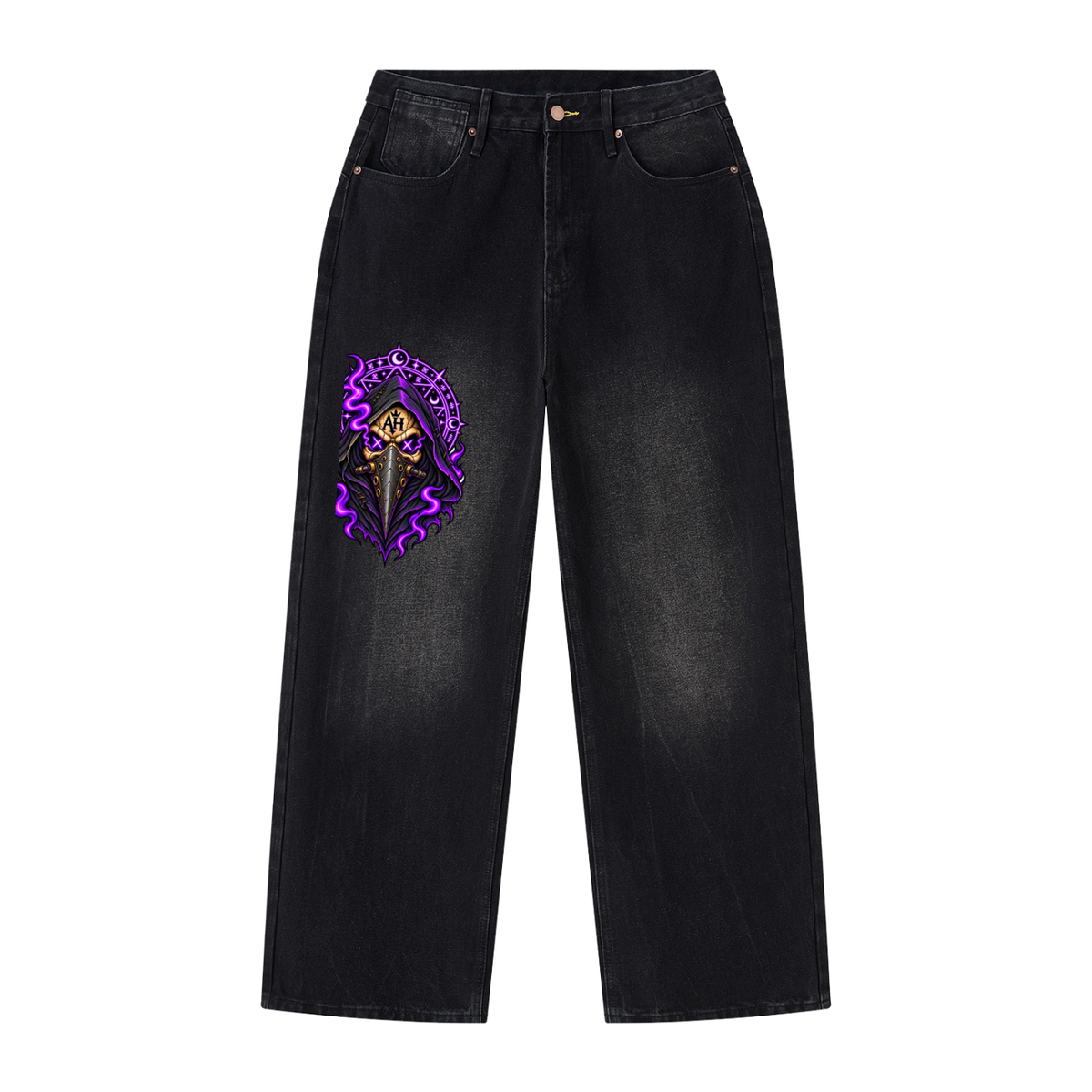 Shadow Skull Wide-Leg Jeans