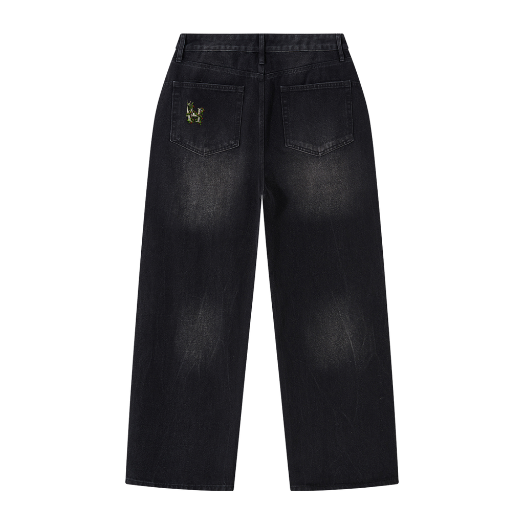 Toxic Bloom Skull Wide-Leg Jeans