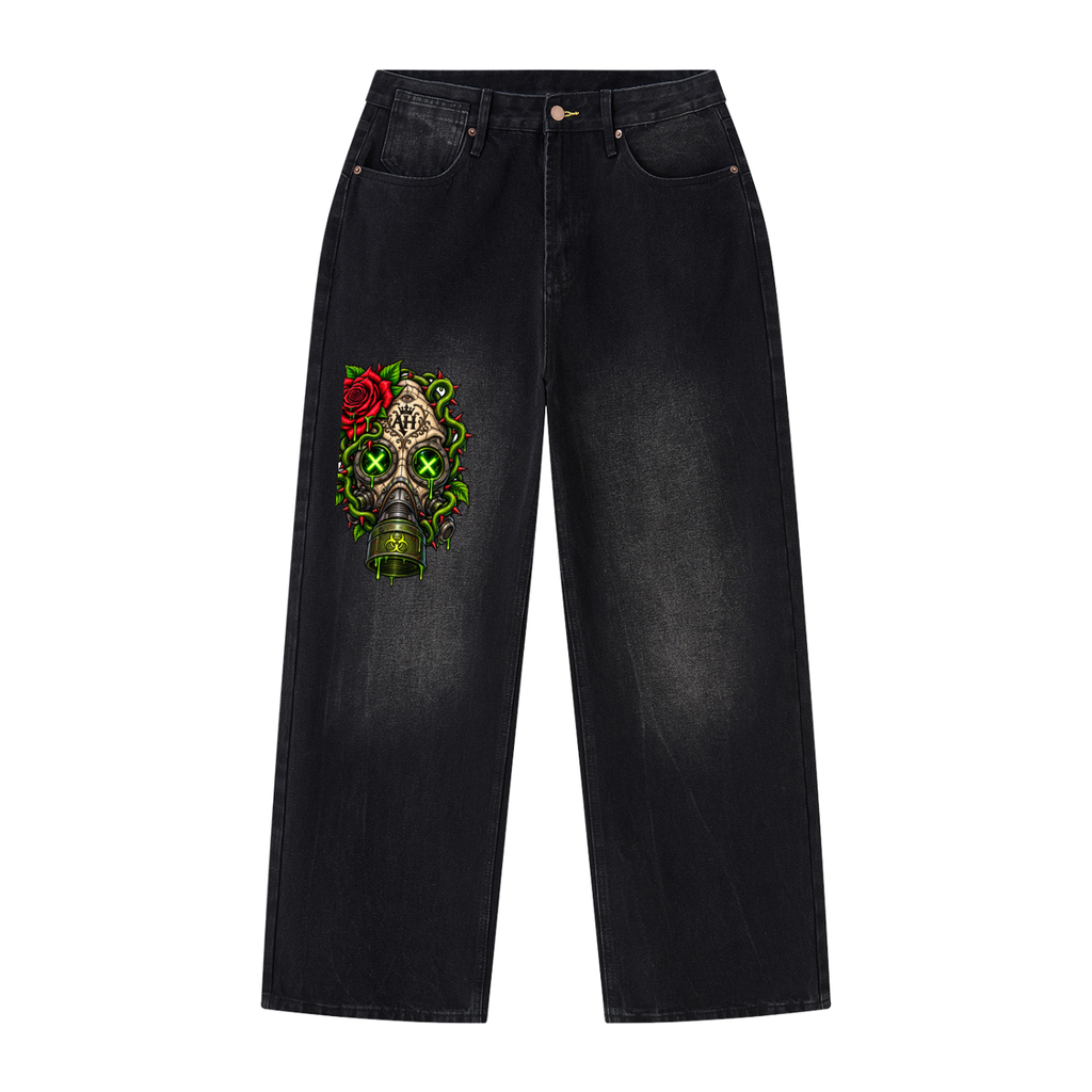 Toxic Bloom Skull Wide-Leg Jeans